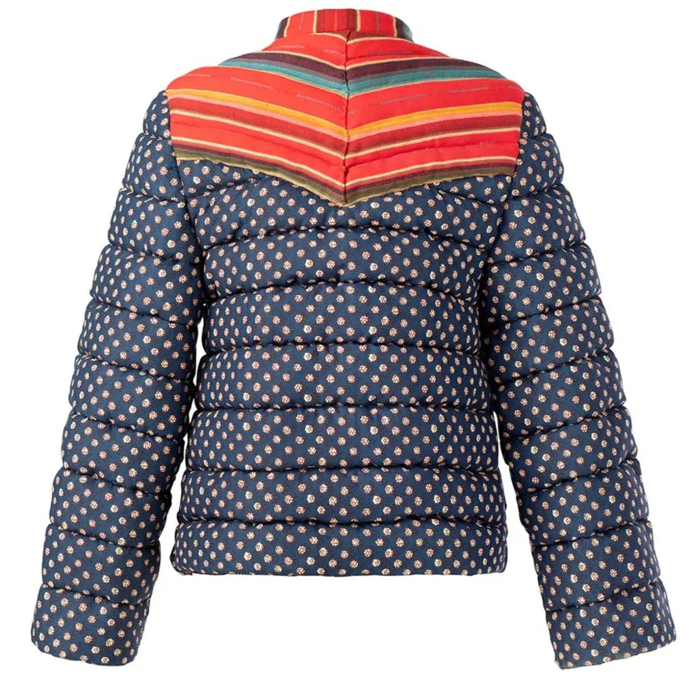 Alix of Bohemia Cody Patchwork Polka Dot Puffer Jacket Small - Picture 4 of 13